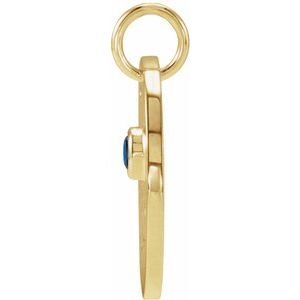 14K Yellow Gold Natural Blue Sapphire Capricorn Zodiac Pendant