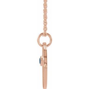 14K Rose Gold Natural Blue Sapphire Capricorn Zodiac 16-18" Necklace