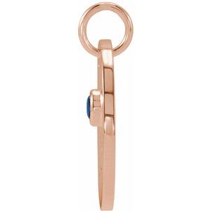 14K Rose Gold Natural Blue Sapphire Capricorn Zodiac Pendant