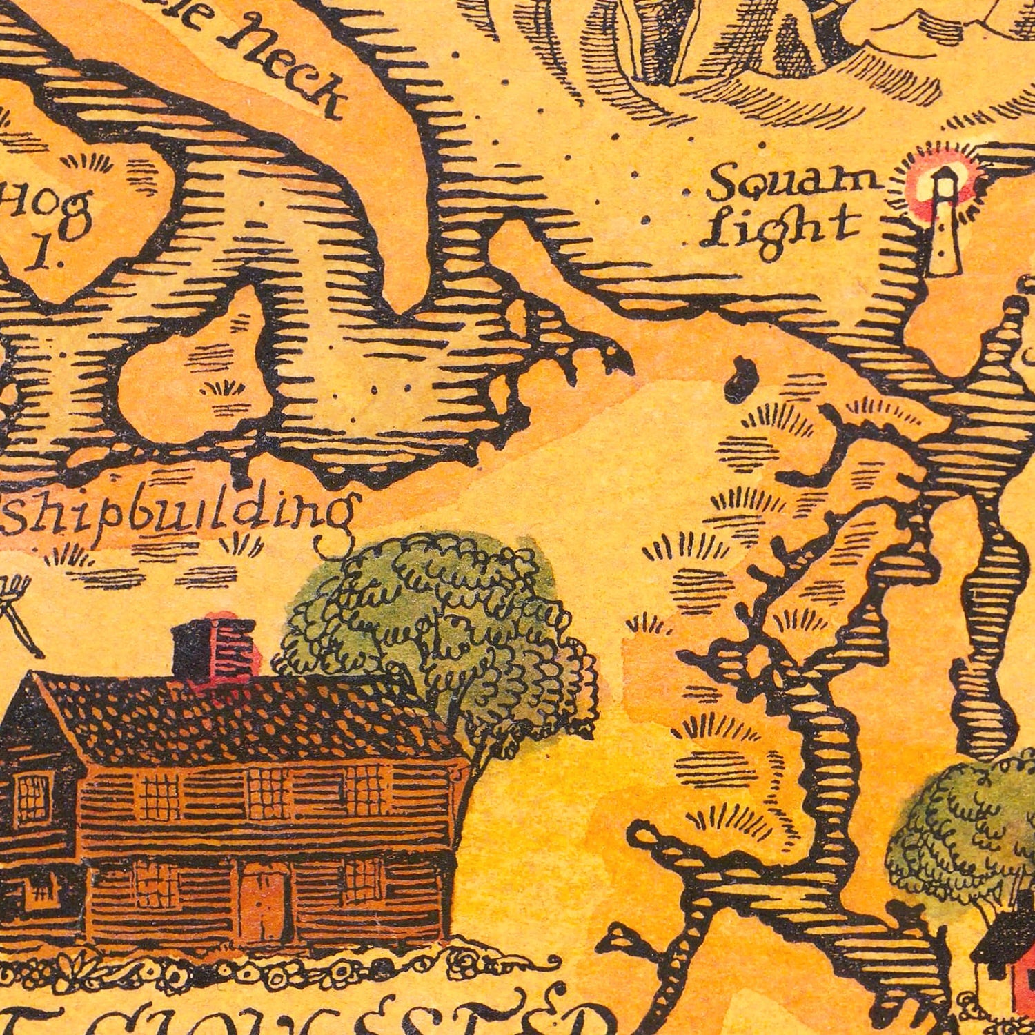Vintage Map of Cape Ann, 1927