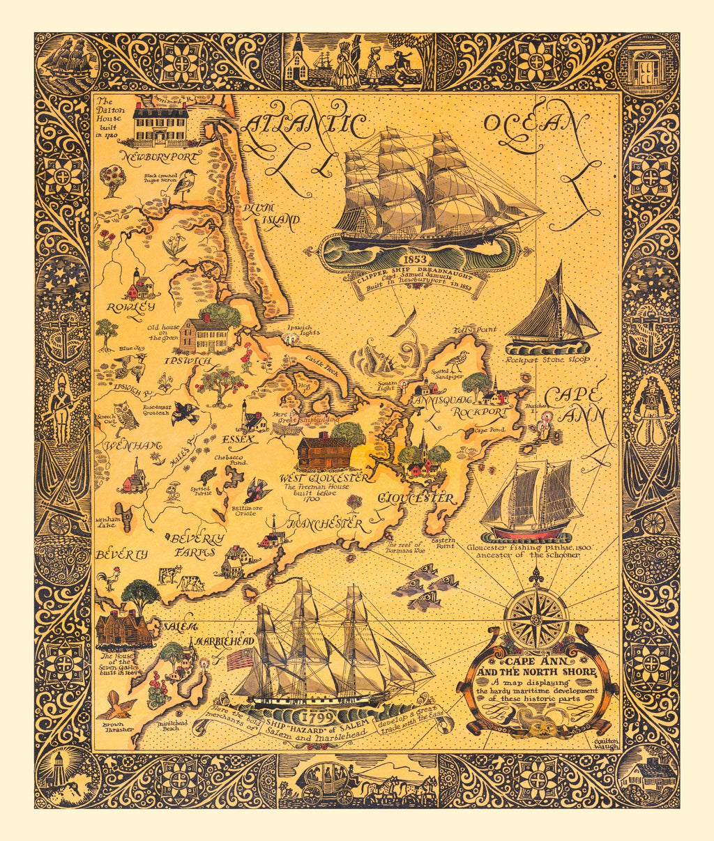 Vintage Map of Cape Ann, 1927