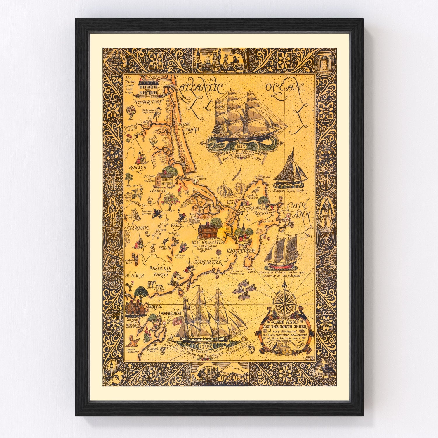 Vintage Map of Cape Ann, 1927