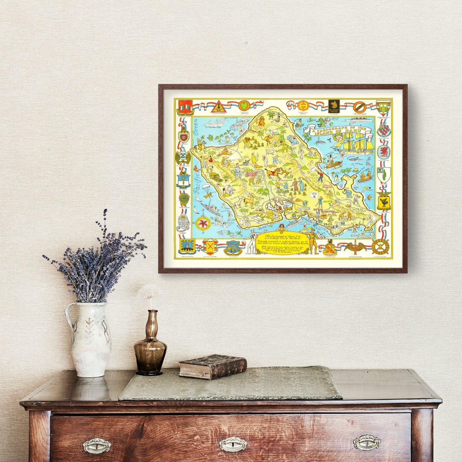 Vintage Map of Oahu, 1933