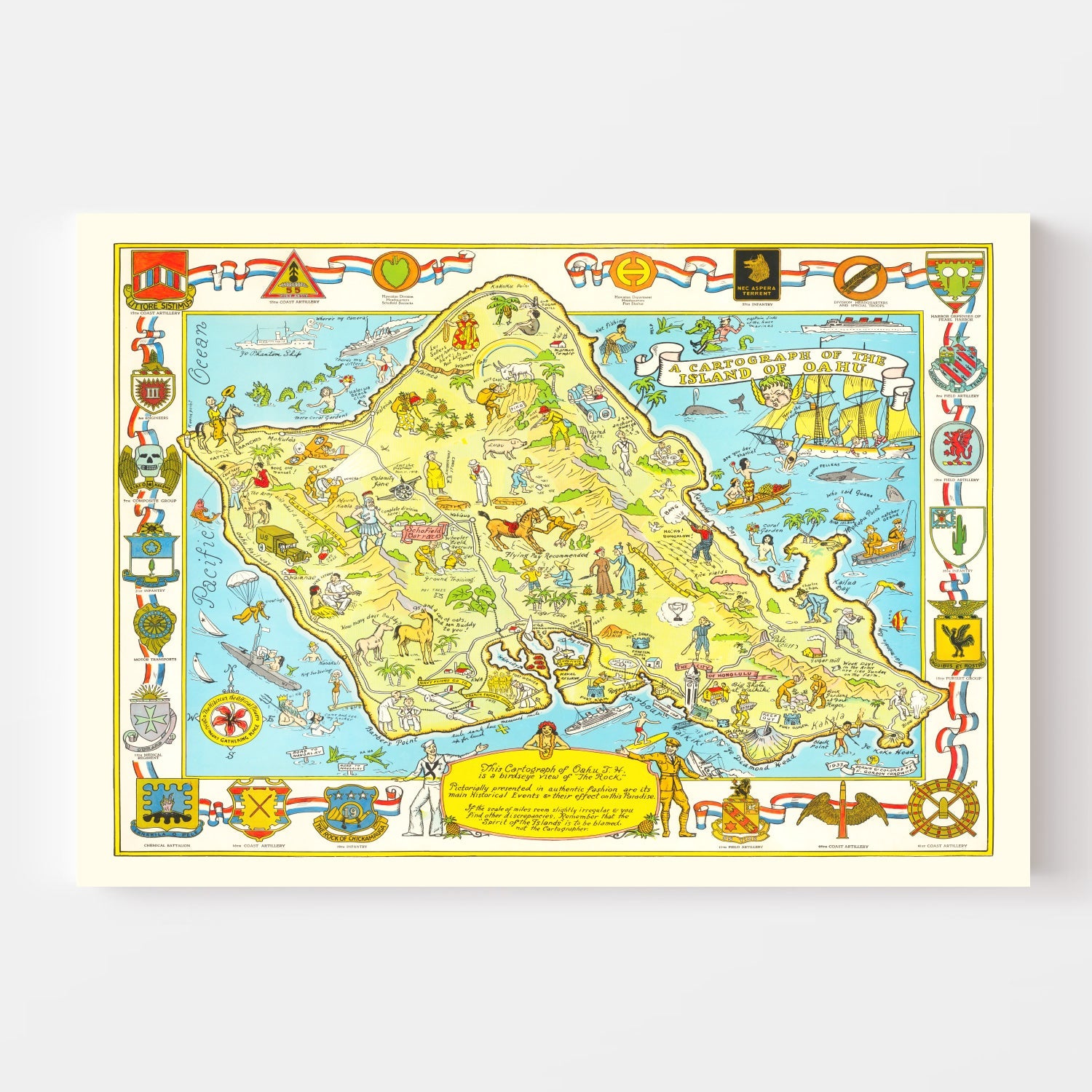 Vintage Map of Oahu, 1933