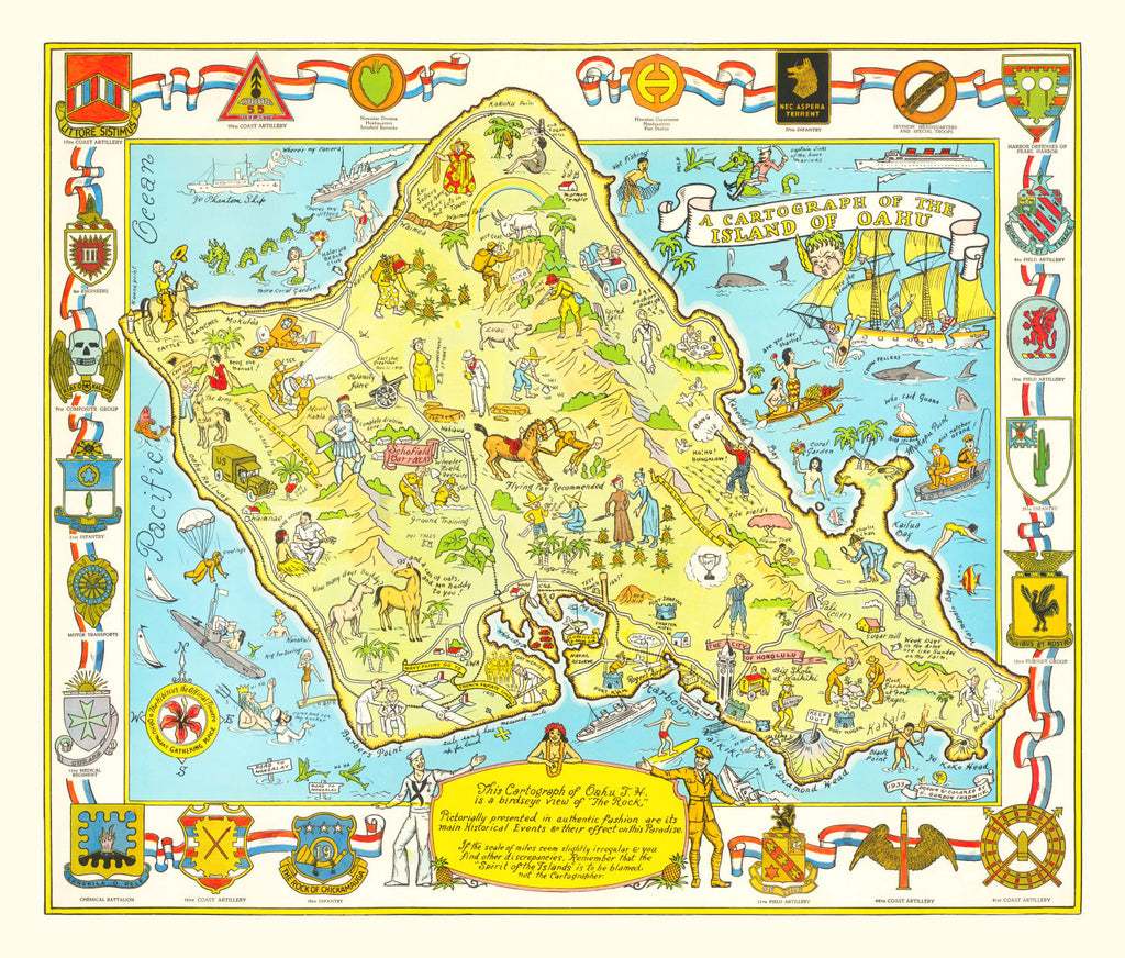 Vintage Map of Oahu, 1933