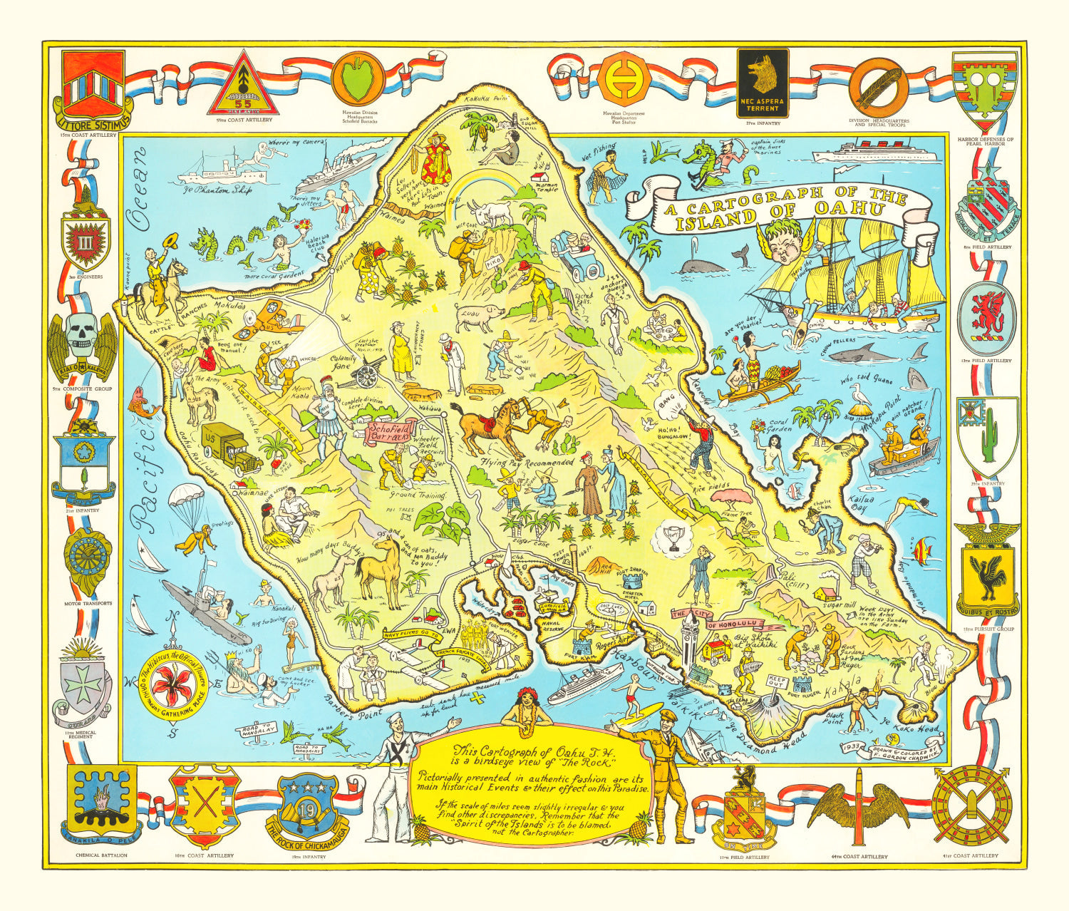 Vintage Map of Oahu, 1933