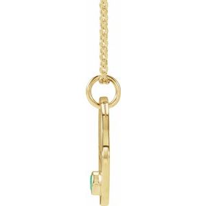 14K Yellow Gold Natural Green Chrysoprase Libra Zodiac 16-18" Necklace