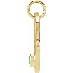 14K Yellow Gold Natural Green Chrysoprase Libra Zodiac Pendant