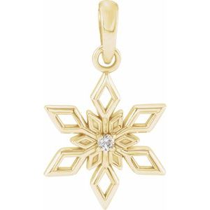 14K Yellow Gold .01 CT Natural Diamond Snowflake Pendant
