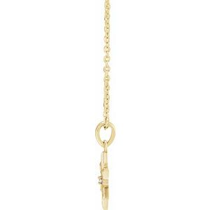 14K Yellow Gold .01 CT Natural Diamond Snowflake 16-18" Necklace