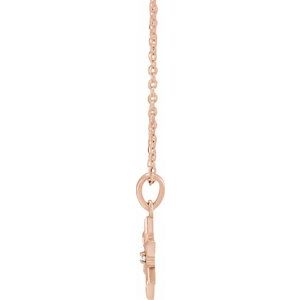 14K Rose Gold .01 CT Natural Diamond Snowflake 16-18" Necklace