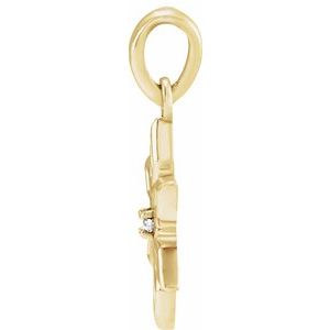 14K Yellow Gold .01 CT Natural Diamond Snowflake Pendant