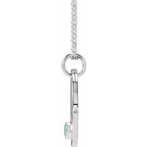 14K White Gold Natural Green Chrysoprase Libra Zodiac 16-18" Necklace