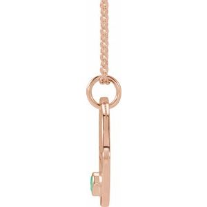 14K Rose Gold Natural Green Chrysoprase Libra Zodiac 16-18" Necklace