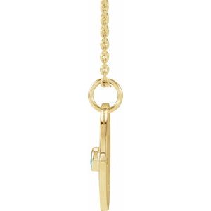 14K Yellow Gold Natural Blue Zircon Scorpio Zodiac 16-18" Necklace