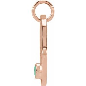 14K Rose Gold Natural Green Chrysoprase Libra Zodiac Pendant