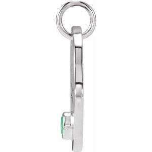 14K White Gold Natural Green Chrysoprase Libra Zodiac Pendant