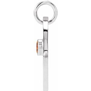 14K White Gold Natural Spessartite Garnet Virgo Zodiac Pendant