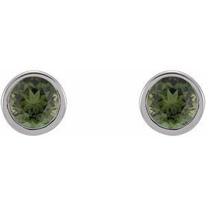 Platinum Natural Green Tourmaline Micro Bezel-Set Earrings – image 2
