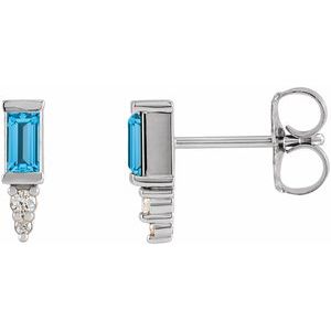 14K Rose Gold 4x2 mm Straight Baguette .03 CTW Natural Diamond Semi-Set Bar Earrings