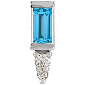 Platinum Natural Swiss Blue Topaz & .02 CTW Natural Diamond Bar Earring