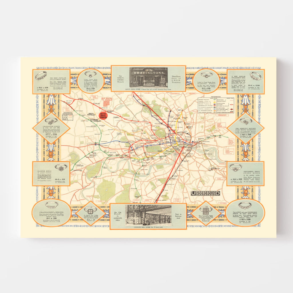 Vintage Railroad Map of London 1922