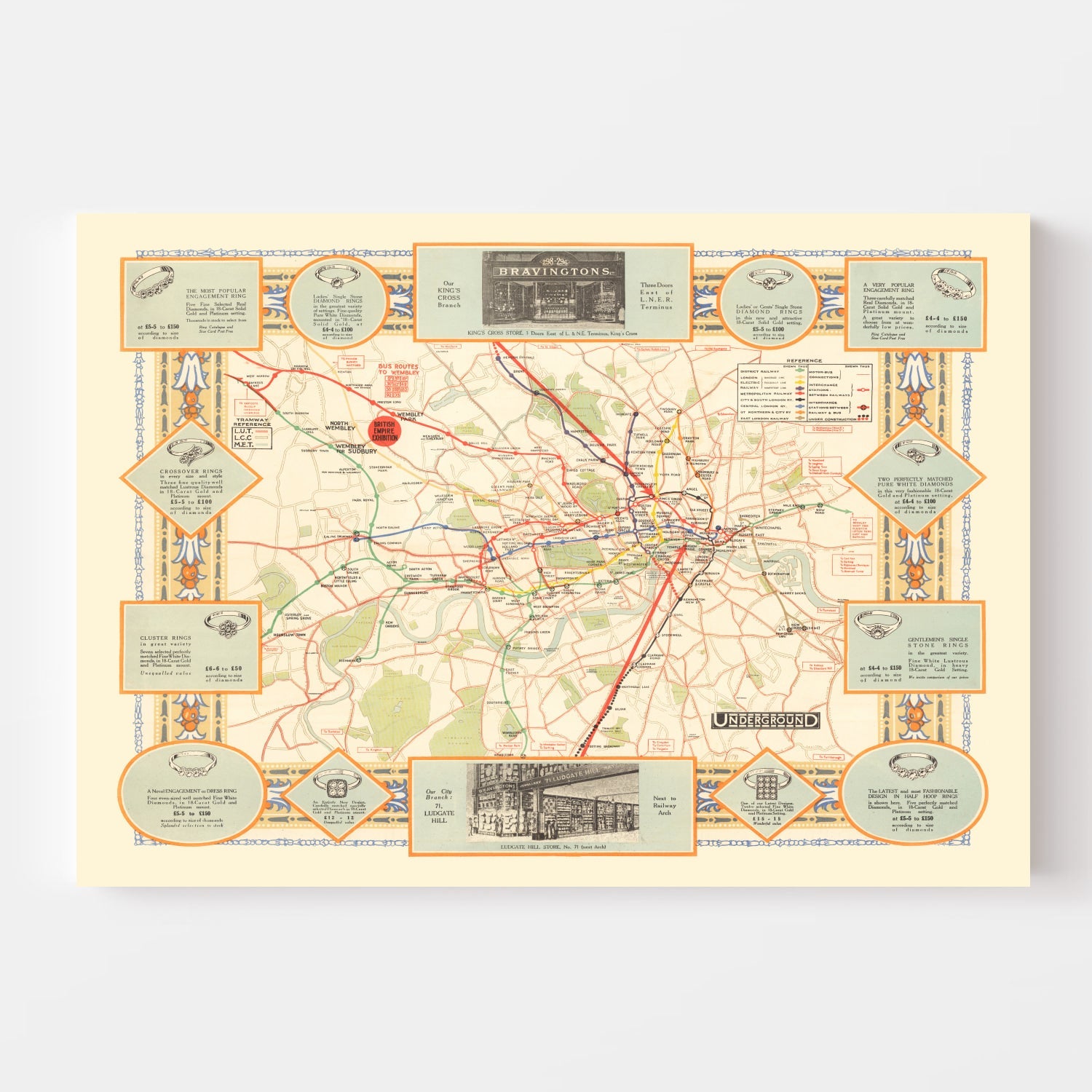 Vintage Railroad Map of London 1922