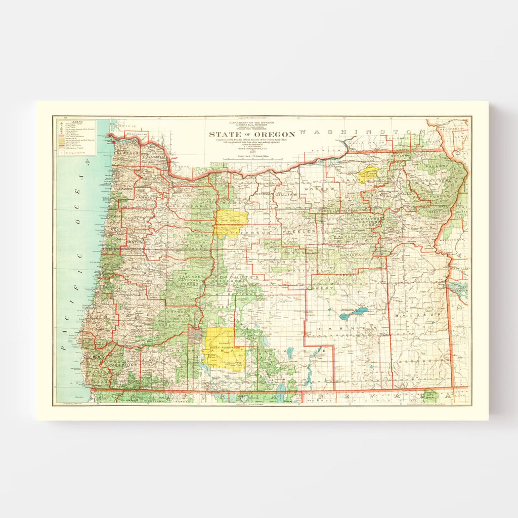 Vintage Map of Oregon 1922