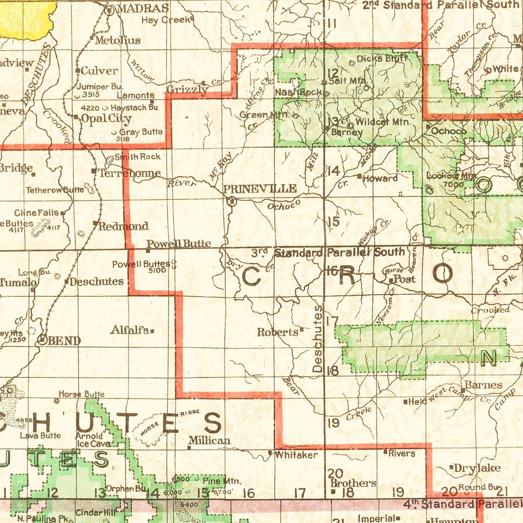 Vintage Map of Oregon 1922