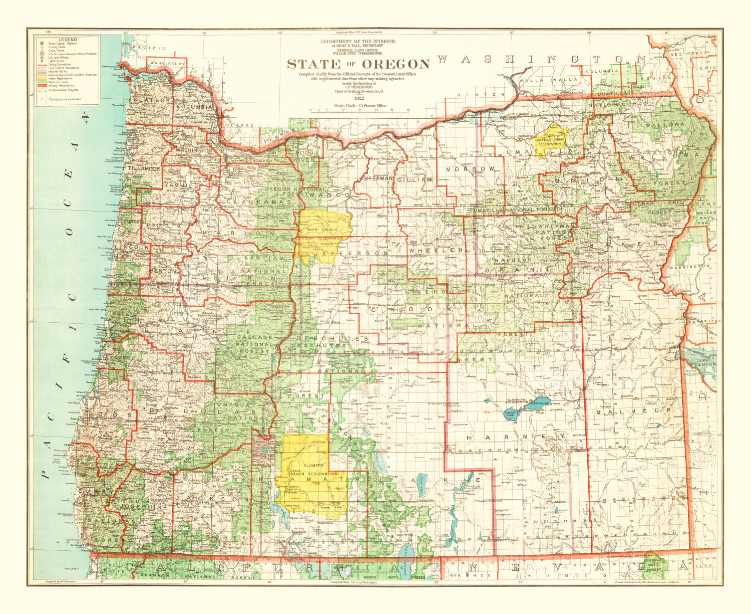 Vintage Map of Oregon 1922