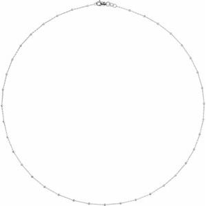 14K White .85 mm Faceted Beaded Cable 18" Chain