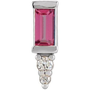 Platinum Natural Pink Tourmaline & .02 CTW Natural Diamond Bar Earring