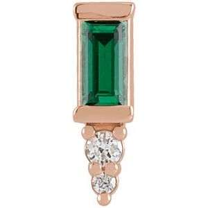 14K Rose Gold Natural Green Tourmaline & .02 CTW Natural Diamond Bar Earring