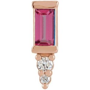 14K Rose Gold Natural Pink Tourmaline & .02 CTW Natural Diamond Bar Earring