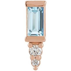 14K Rose Gold Natural Sky Blue Topaz & .02 CTW Natural Diamond Bar Earring