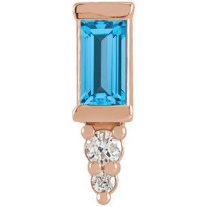 14K Rose Gold Natural Swiss Blue Topaz & .02 CTW Natural Diamond Bar Earring