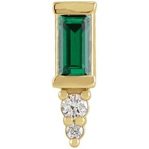14K Yellow Gold Natural Green Tourmaline & .02 CTW Natural Diamond Bar Earring