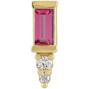 14K Yellow Gold Natural Pink Tourmaline & .02 CTW Natural Diamond Bar Earring