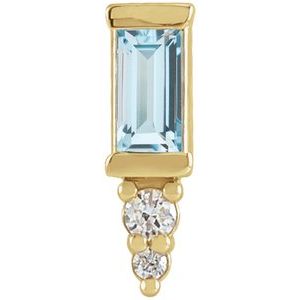 14K Yellow Gold Natural Sky Blue Topaz & .02 CTW Natural Diamond Bar Earring
