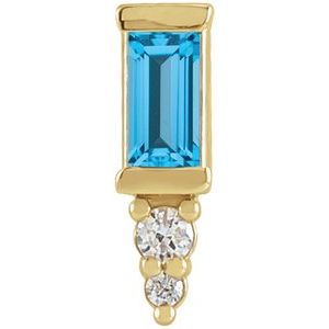 14K Yellow Gold Natural Swiss Blue Topaz & .02 CTW Natural Diamond Bar Earring
