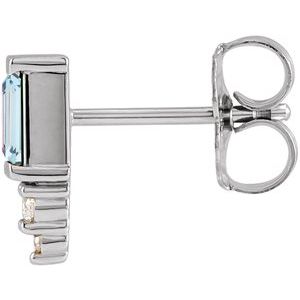 Sterling Silver Natural Sky Blue Topaz & .02 CTW Natural Diamond Bar Earring – image 2