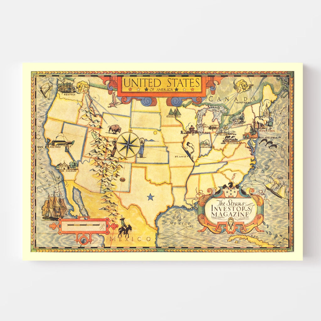 Vintage Map of United States 1926
