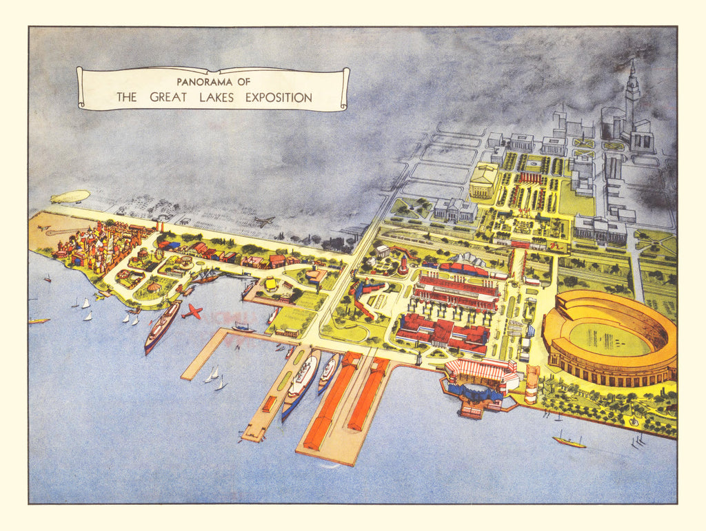 Vintage Map of Great Lakes Exposition Cleveland, 1936