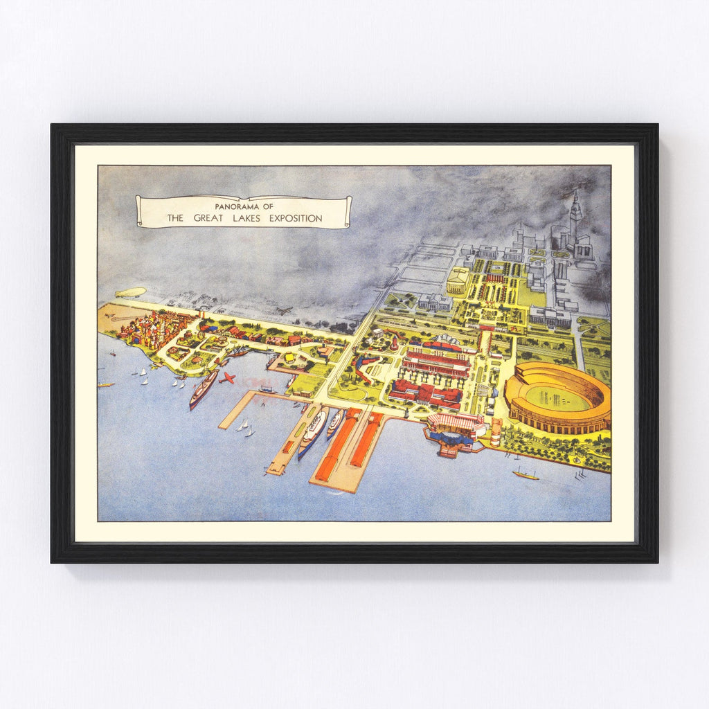 Vintage Map of Great Lakes Exposition Cleveland, 1936