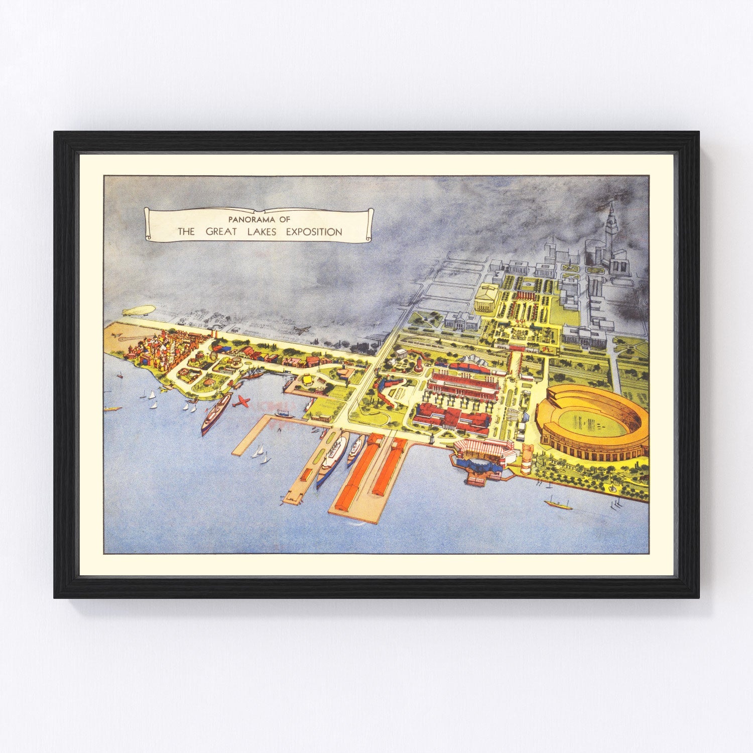 Vintage Map of Great Lakes Exposition Cleveland, 1936