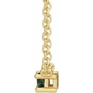 14K Yellow Natural Green Tourmaline Solitaire 18" Necklace