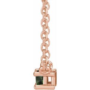 14K Rose Natural Green Tourmaline Solitaire 18" Necklace