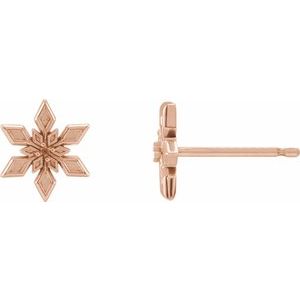 14K Rose Gold 1 mm Round Snowflake Earring Mounting