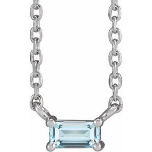 Platinum Natural Sky Blue Topaz Solitaire 18" Necklace