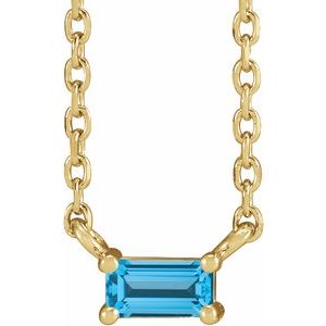 14K Yellow Natural Swiss Blue Topaz Solitaire 18" Necklace